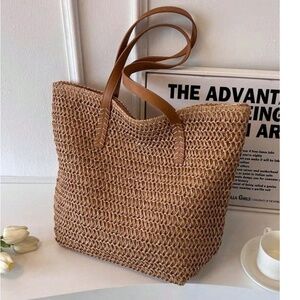 Boho Brown woven Large tote Shoulder bag